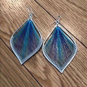 Silver, Blue & Teal Woven Earrings
